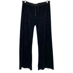 BCBGmaxazria Black Velour Velvet Flare Track Pants L Retro Preppy Vintage